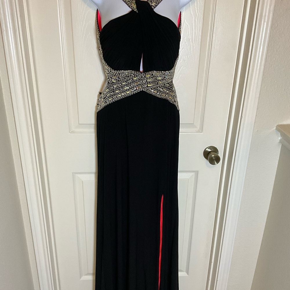 Betsy & Adam Black Gown with Silver Accents